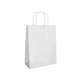 Bolsa papel q-connect celulosa blanco m con asa retorcida 270x370x12 mm