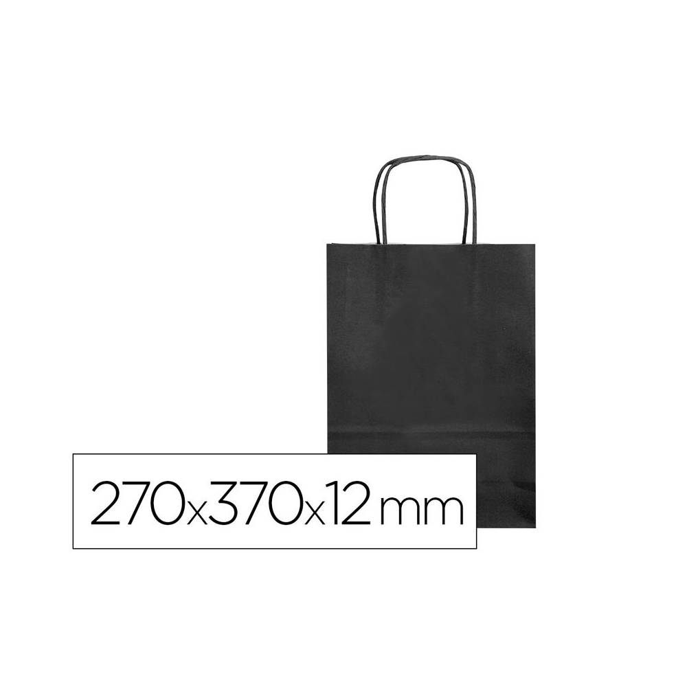 Bolsa papel q-connect celulosa negro m con asa retorcida 270x370x12 mm