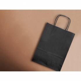 Bolsa papel q-connect celulosa negro m con asa retorcida 270x370x12 mm