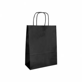 Bolsa papel q-connect celulosa negro m con asa retorcida 270x370x12 mm