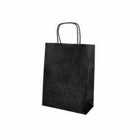 Bolsa papel q-connect celulosa negro m con asa retorcida 270x370x12 mm