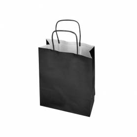 Bolsa papel q-connect celulosa negro m con asa retorcida 270x370x12 mm