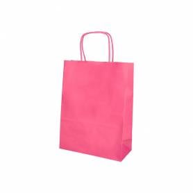 Bolsa papel q-connect celulosa rosa m con asa retorcida 270x370x12 mm