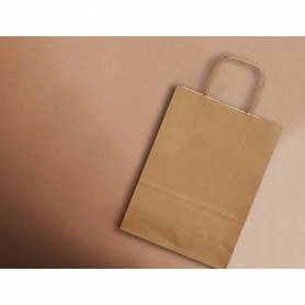 Bolsa papel q-connect celulosa natural liso l con asa retorcida 320x400x14 mm