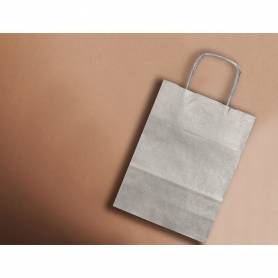 Bolsa papel q-connect kraft plata l con asa retorcida 320x400x14 mm