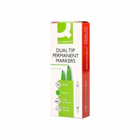 Rotulador q-connect marcador permanente doble punta color verde 0,4 mm y 1 mm