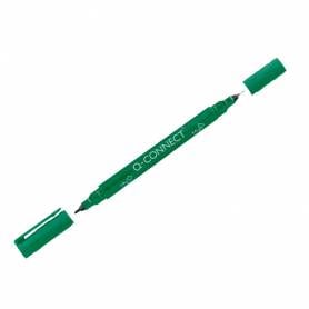 Rotulador q-connect marcador permanente doble punta color verde 0,4 mm y 1 mm