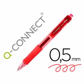 Boligrafo q-connect sigma retractil con sujecion de caucho tinta gel 0,5 mm color rojo