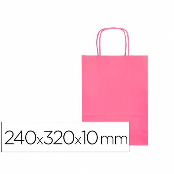 Bolsa papel q-connect celulosa rosa s con asa retorcida 240x320x10 mm