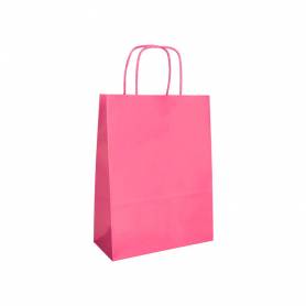 Bolsa papel q-connect celulosa rosa s con asa retorcida 240x320x10 mm