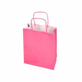 Bolsa papel q-connect celulosa rosa s con asa retorcida 240x320x10 mm