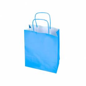 Bolsa papel q-connect celulosa celeste l con asa retorcida 320x400x14 mm