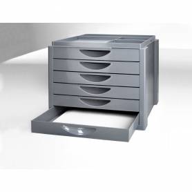 Fichero cajones de sobremesa q-connect bandeja organizadora superior 6 cajones color gris opaco