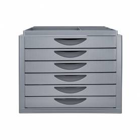 Fichero cajones de sobremesa q-connect bandeja organizadora superior 6 cajones color gris opaco