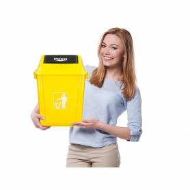 Papelera contenedor q-connect plastico con tapa de balancin 20 litros amarillo 340x240x450 mm