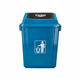 Papelera contenedor q-connect plastico con tapa de balancin 58 litros azul 470x330x760 mm