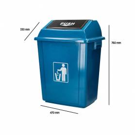 Papelera contenedor q-connect plastico con tapa de balancin 58 litros azul 470x330x760 mm