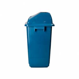 Papelera contenedor q-connect plastico con tapa de balancin 58 litros azul 470x330x760 mm