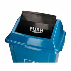 Papelera contenedor q-connect plastico con tapa de balancin 58 litros azul 470x330x760 mm