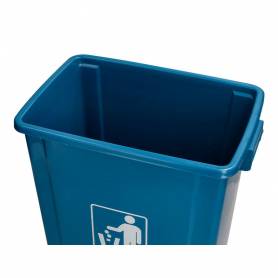 Papelera contenedor q-connect plastico con tapa de balancin 58 litros azul 470x330x760 mm