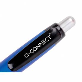 Boligrafo q-connect premium retractil con sujecion de caucho color azul punta 1 mm