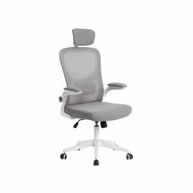 Silla q-connect ergonomica pal ermo malla base nylon alt max 1300 anc 610 prof 600 ruedas premium color blanco gris