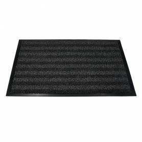 Alfombra para suelo q-connect premium para interiores antideslizante fibra polipropileno y fieltro gris 90x60 cm