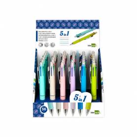 Boligrafo liderpapel 5 en 1 azul negro rojo verde 0,7m y portaminas 0,5mm