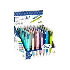 Boligrafo liderpapel 5 en 1 azul negro rojo verde 0,7m y portaminas 0,5mm