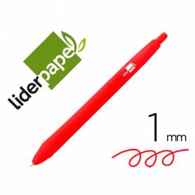 Boligrafo liderpapel gummy touch retractil 1,0 mm tinta roja