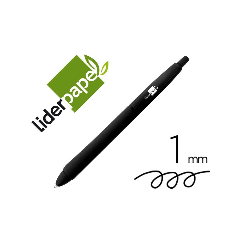 Boligrafo liderpapel gummy touch retractil 1,0 mm tinta negra