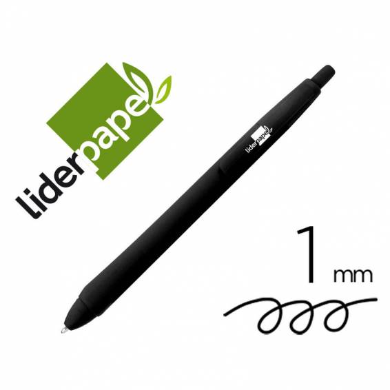 Boligrafo liderpapel gummy touch retractil 1,0 mm tinta negra