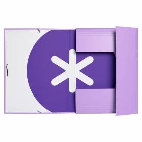 Carpeta liderpapel antartik gomas a4 3 solapas carton forrado color lavanda