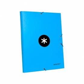 Carpeta liderpapel antartik gomas a4 3 solapas carton forrado color azul