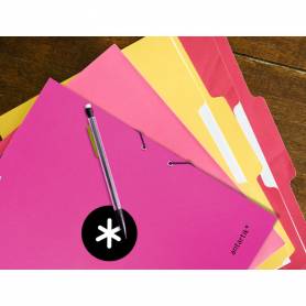 Carpeta liderpapel antartik gomas a4 3 solapas carton forrado color rosa