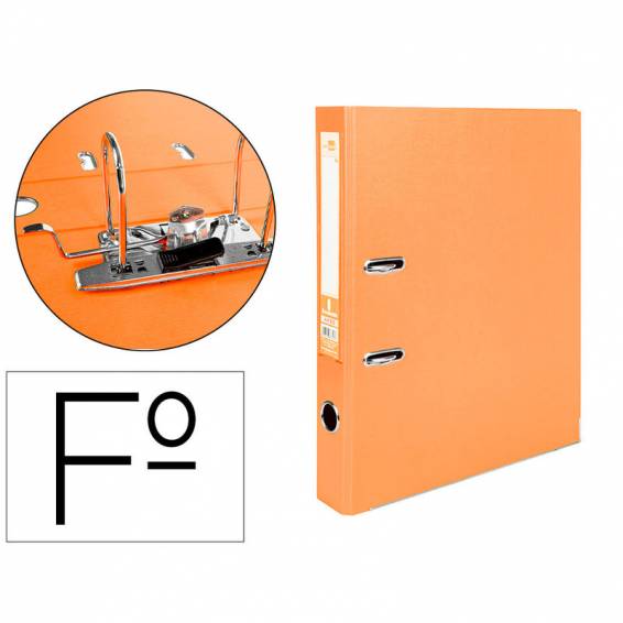 Archivador de palanca liderpapel folio documenta forrado pvc con rado lomo 52 mm naranja compresor metalico