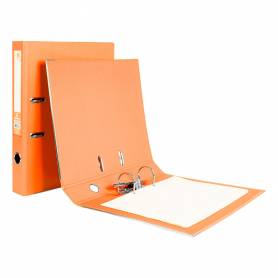 Archivador de palanca liderpapel folio documenta forrado pvc con rado lomo 52 mm naranja compresor metalico