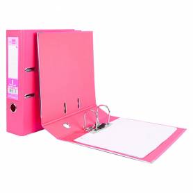 Archivador de palanca liderpapel a4 documenta forrado pvc con rado lomo 75 mm rosa compresor metalico