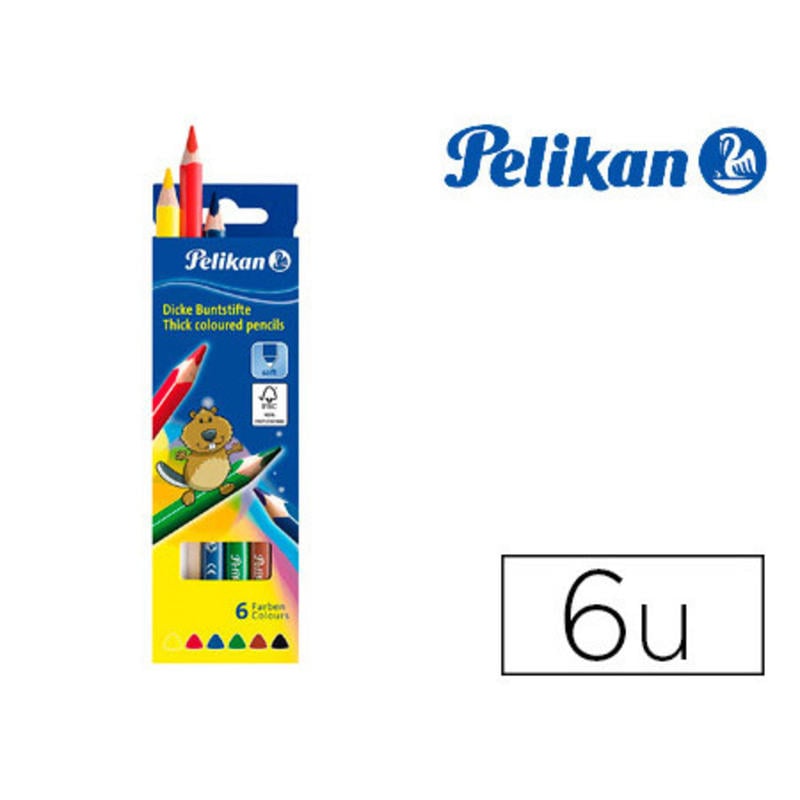 Lapices de colores pelikan triangulares 6 colores jumbo pelikan caja de carton