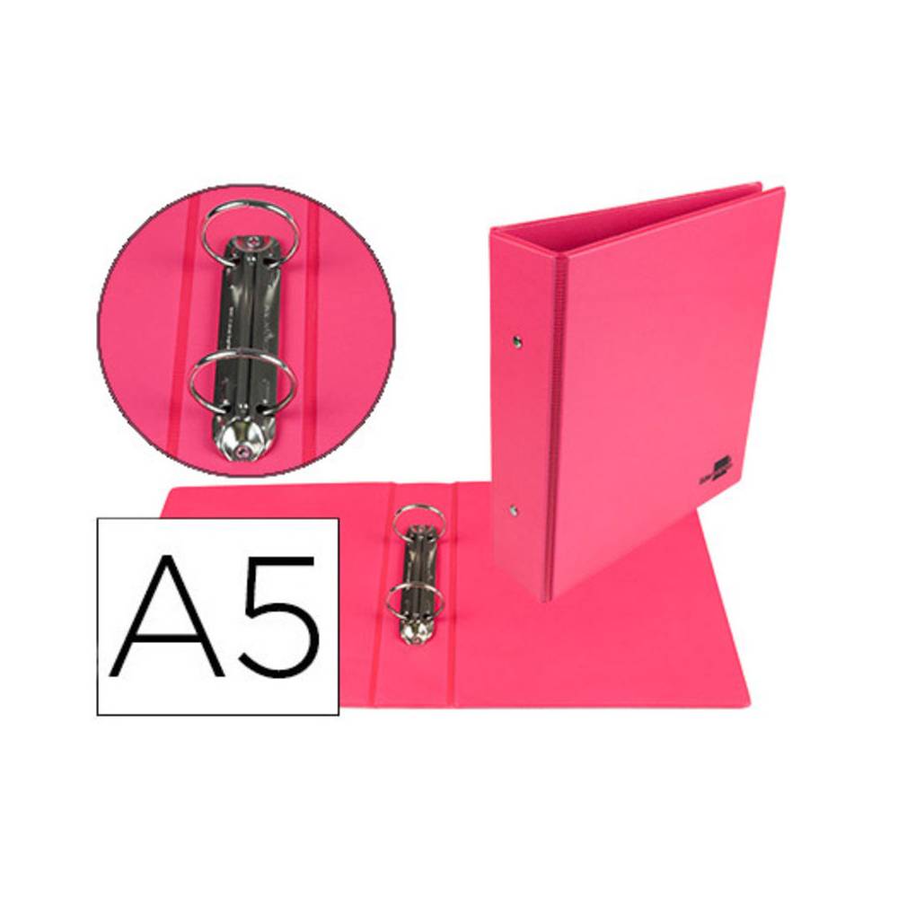 Carpeta de 2 anillas 40 mm redondas liderpapel a5 carton forrado pvc fucsia