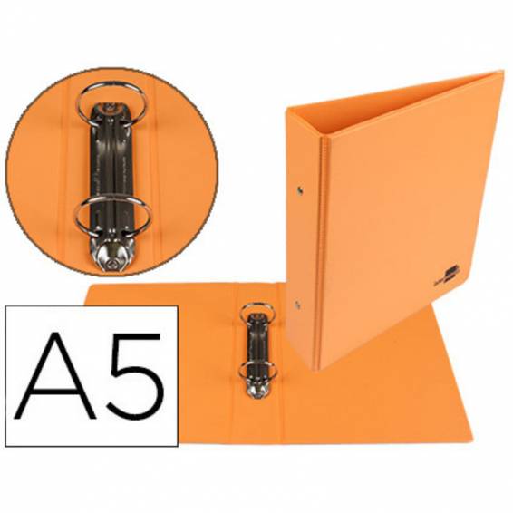 Carpeta de 2 anillas 40 mm redondas liderpapel a5 carton forrado pvc naranja