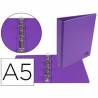 Carpeta de 4 anillas 25 mm redondas liderpapel a5 carton forrado pvc violeta - KA16