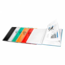 Carpeta liderpapel escaparate con espiral 80 fundas polipropileno din a4 negro