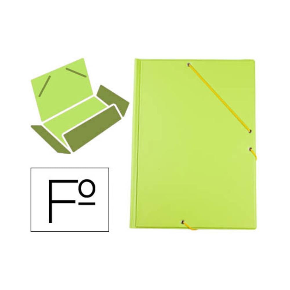 Carpeta liderpapel gomas plastico folio solapas color verde pistacho