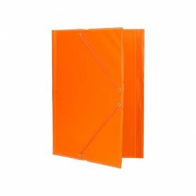 Carpeta liderpapel gomas plastico folio solapas color naranja