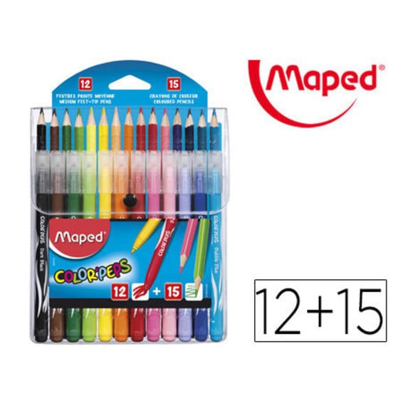 Pack combo maped color peps 12 rotuladores + 15 lapices de colores