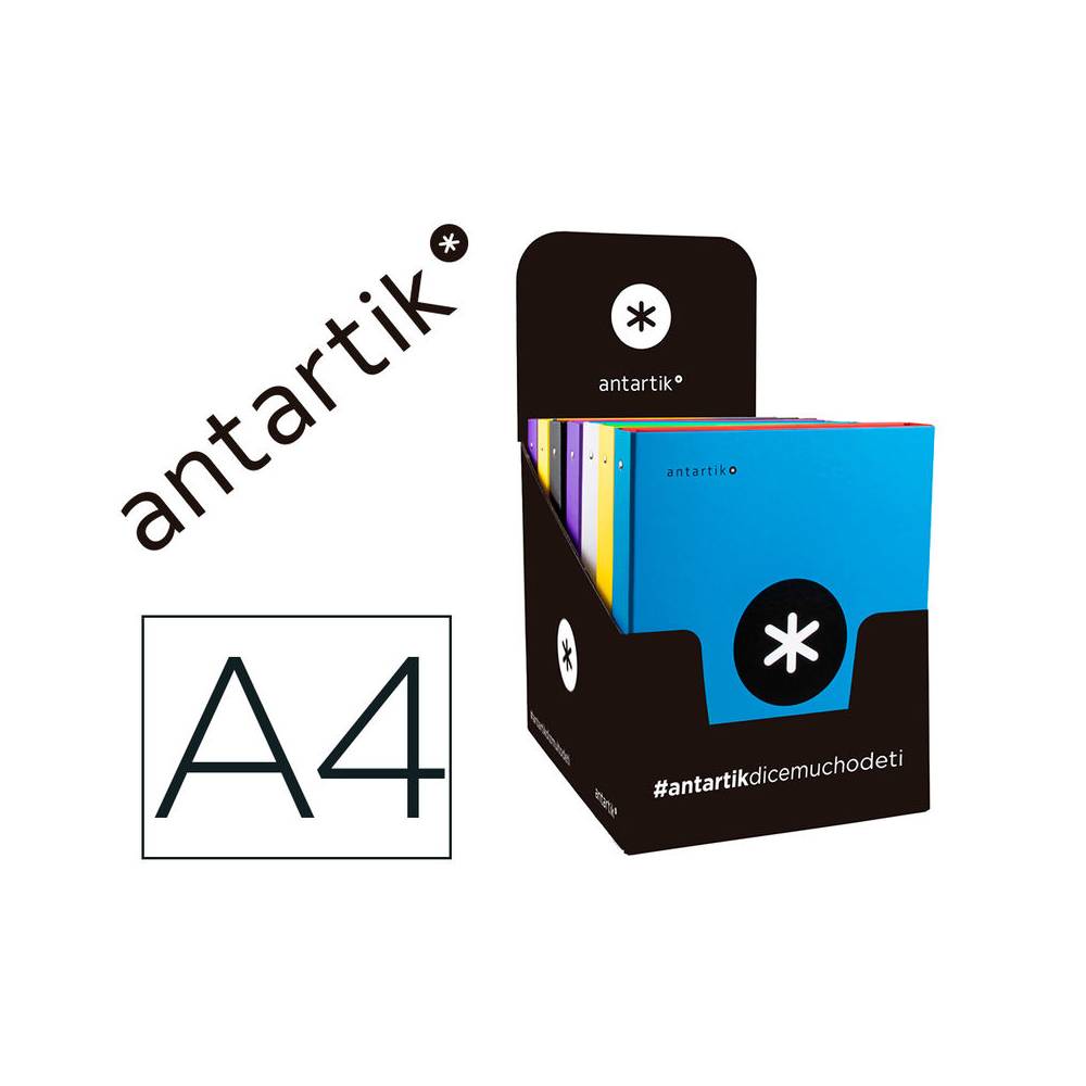 Carpeta 4 anillas 40 mm mixtas liderpapel antartik a4 forrada colores surtidos