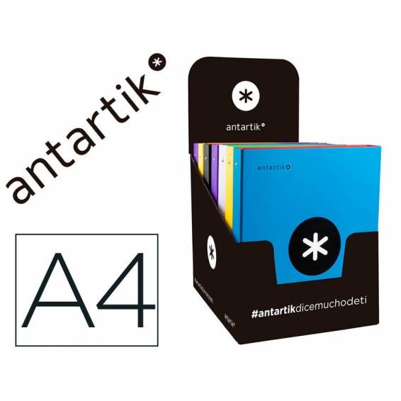 Carpeta 4 anillas 40 mm mixtas liderpapel antartik a4 forrada colores surtidos