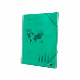 Carpeta liderpapel escaparate con espiral 80 fundas polipropileno din a4 verde