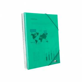 Carpeta liderpapel escaparate con espiral 80 fundas polipropileno din a4 verde